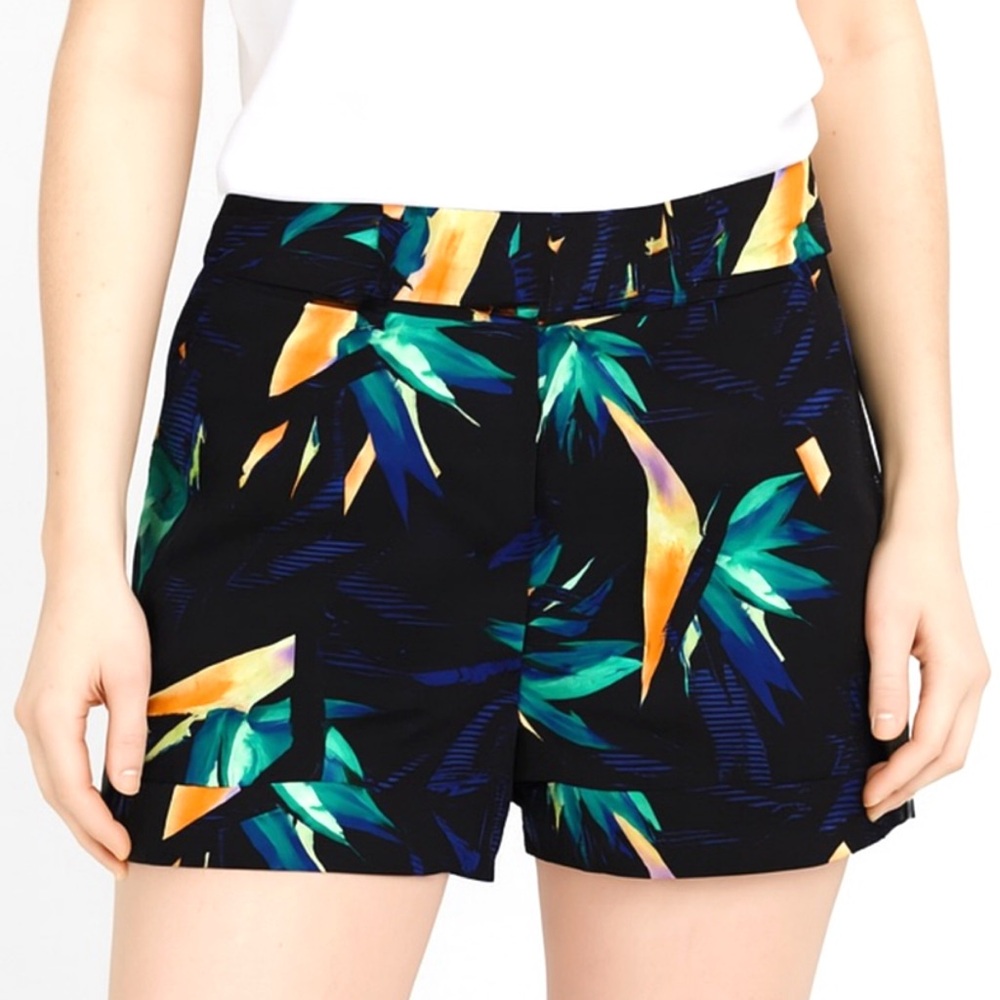 Apt. 9 Tropical Leaf Print Bermuda Shorts Black Orange Green Size 4